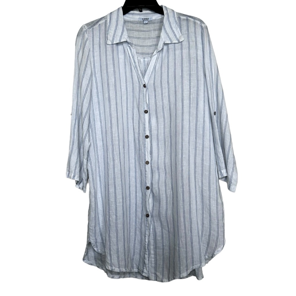 Rosemarine Made in Italy Women’s Sz L Linen Tunic Striped Blouse